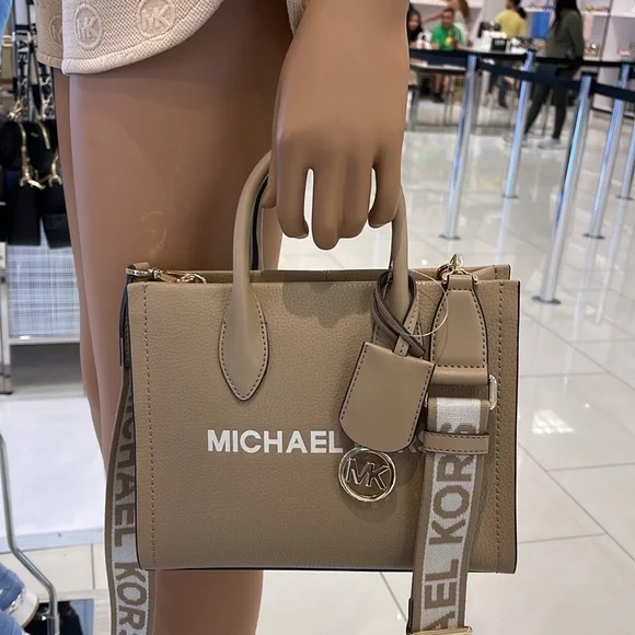 Michael Kors Mirella Small Pebbled Leather Shopper Top Zip Crossbody XBODY Tote